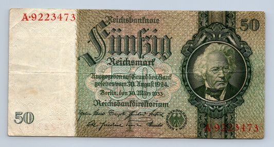 Bankovka Nemecko 50 Reichsmark 1933 A A9223473 (B0199)