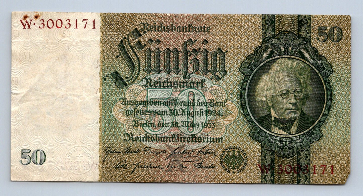 Bankovka Nemecko 50 Reichsmark 1933 W.3003171 (B0200)