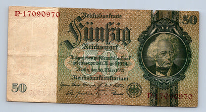 Bankovka Nemecko 50 Reichsmark 1933 P P17090970 (B0201)