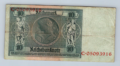 Bankovka Nemecko 10 Reichsmark 1929 C C05093916 (B0204)