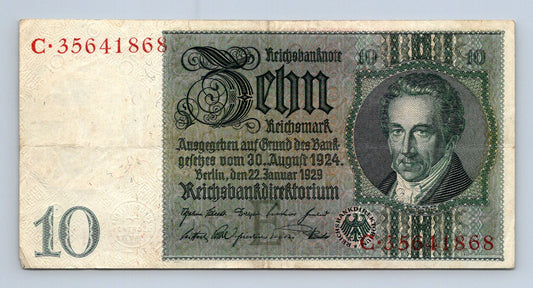 Bankovka Nemecko 10 Reichsmark 1929 C 35641868 (B0206)