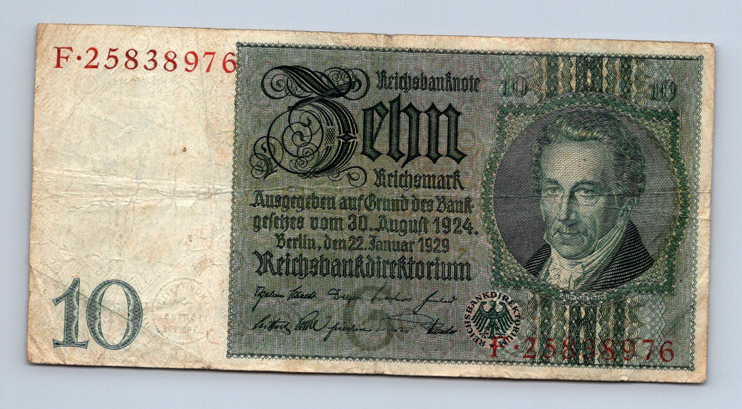 Bankovka Nemecko 10 Reichsmark 1929 F F25838976 (B0209)