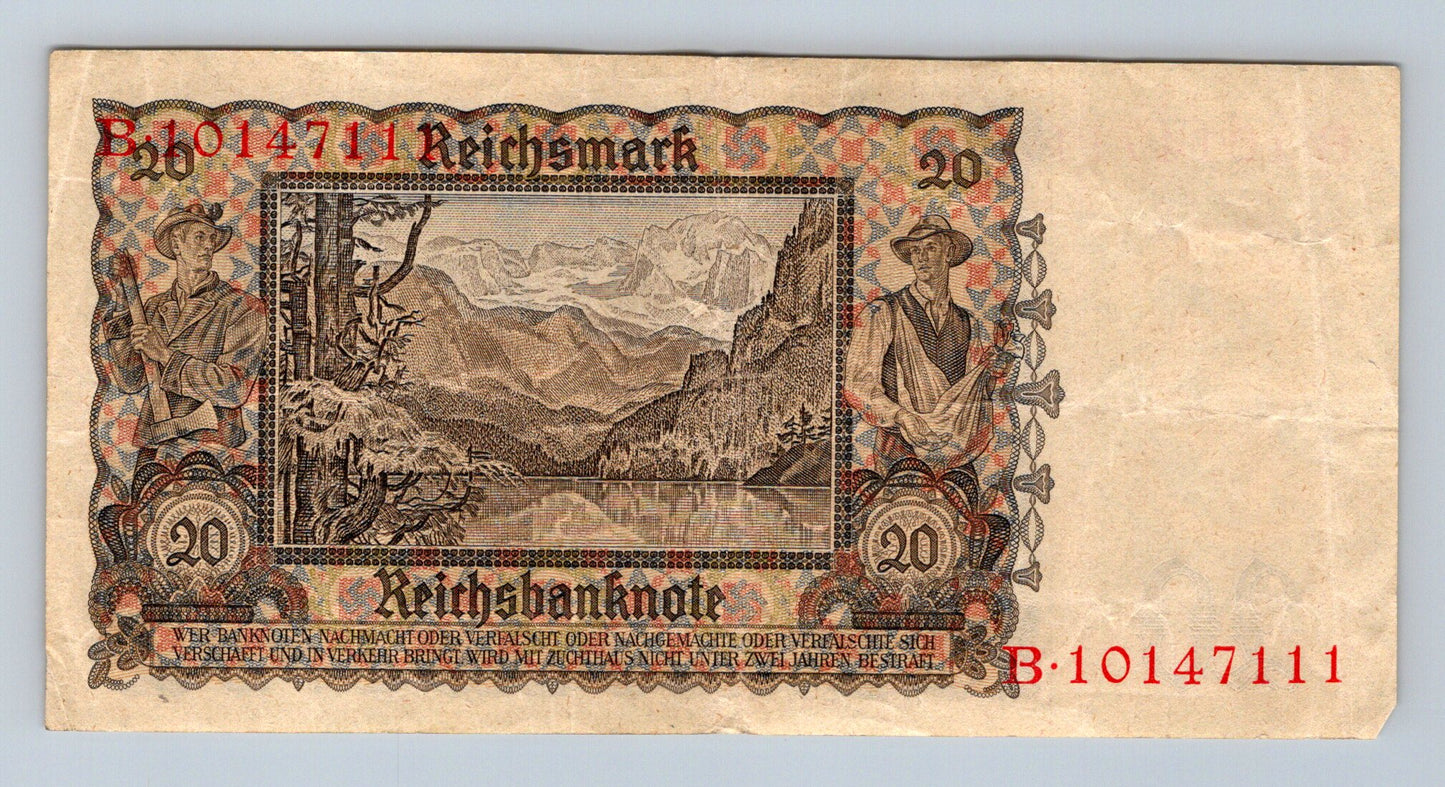 Bankovka Nemecko 20 Reichsmark 1939 B 1014711 (B0215)