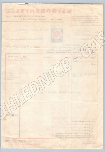 Stary KÁVODRŮMYSL Hradec Králové faktura 1938-1939 (F101)
