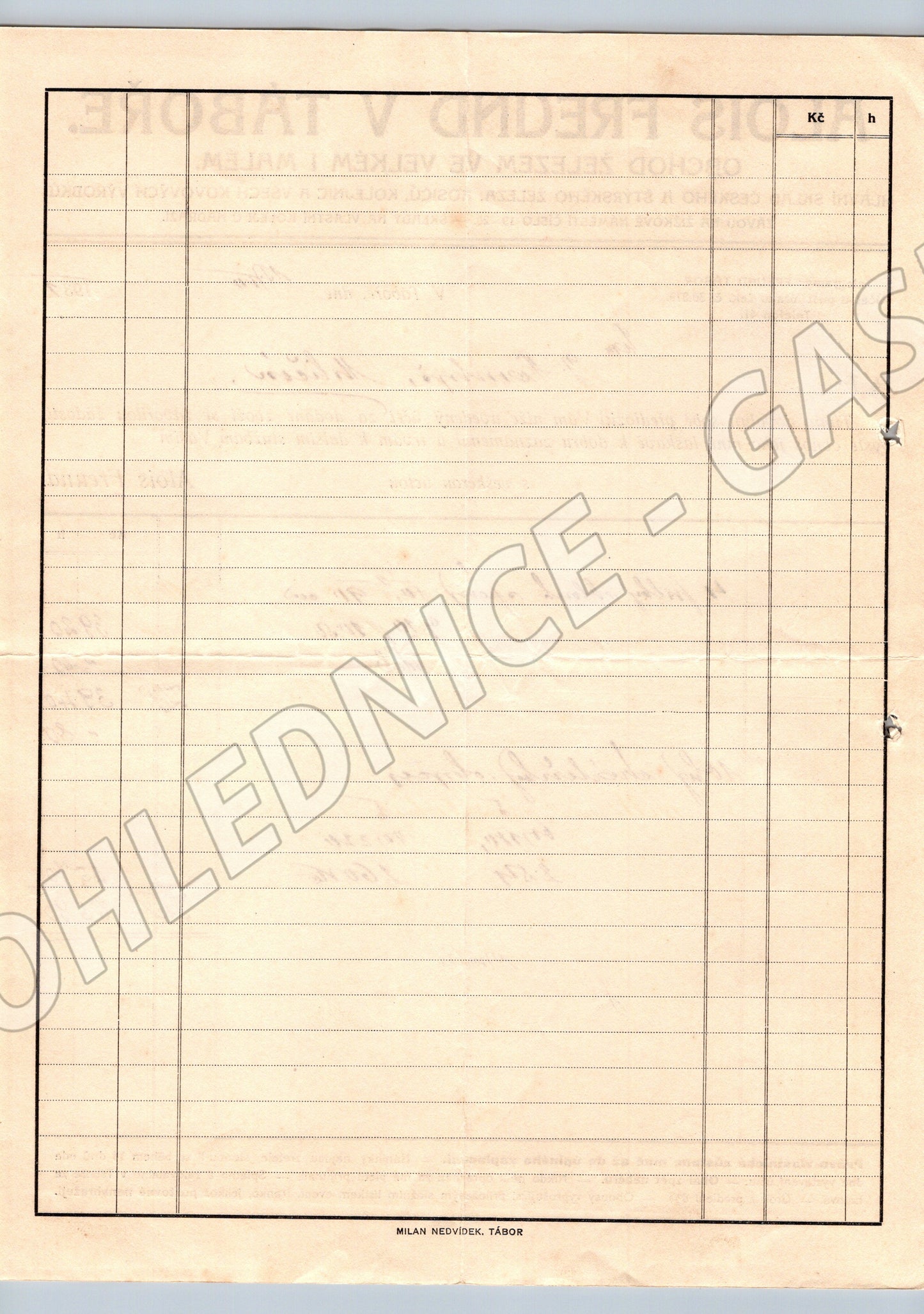 Stary ucet Alois Freund Tabor zelezarstvi 1931 (F109)
