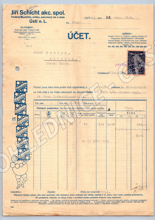 Stary ucet firmy Jiri Schicht Usti nad Labem 1929 (F110)