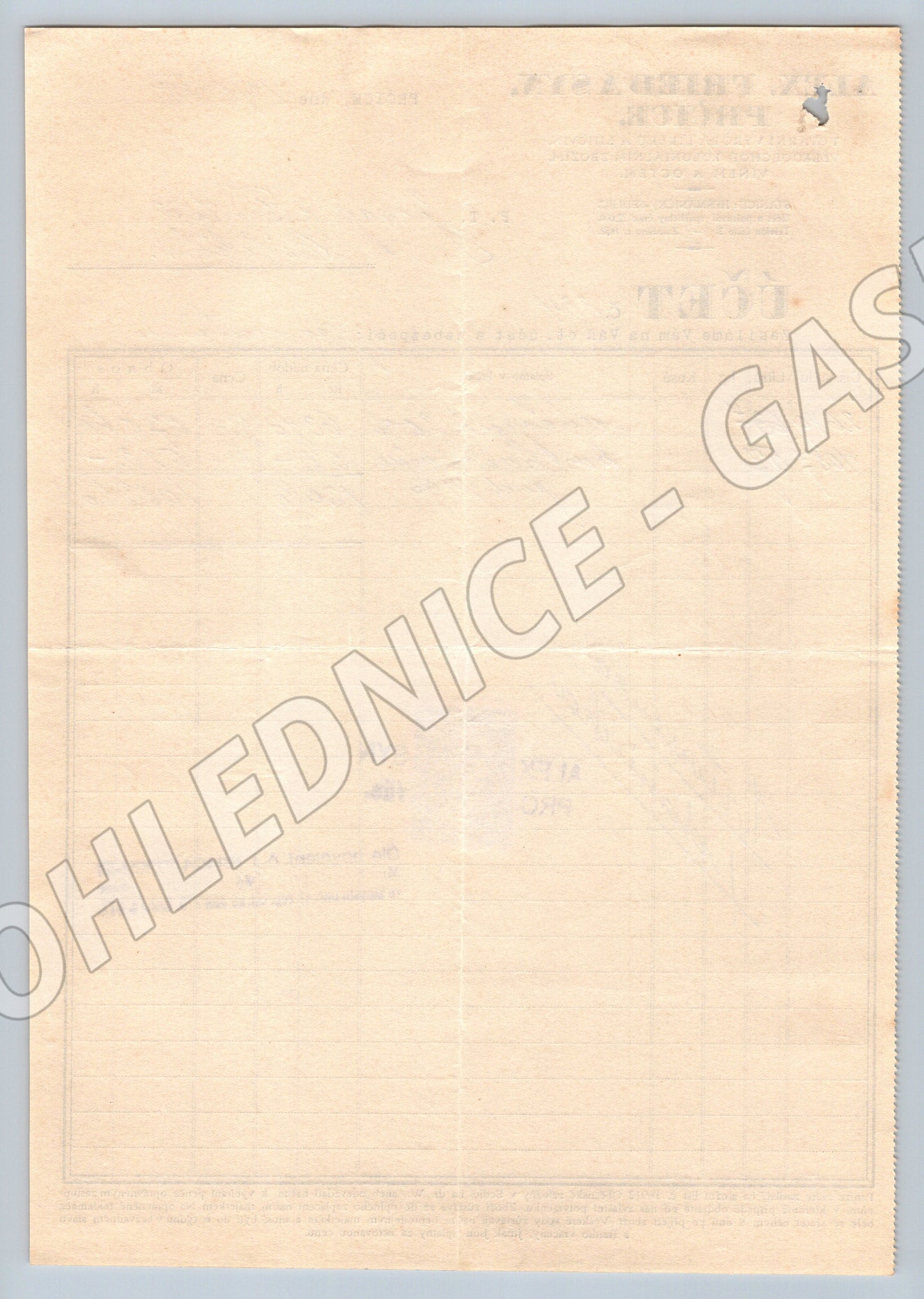 Stary účet Alex. Fried a Syn Pročice 1946 (F120)