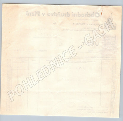 Stary účet Obchodní družstvo Plzeň Filiálka Tábor 1939 (F123)