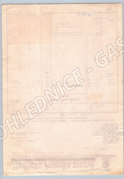 Stary doklad Jindřicha Francka synové Pardubice 1939 (F124)