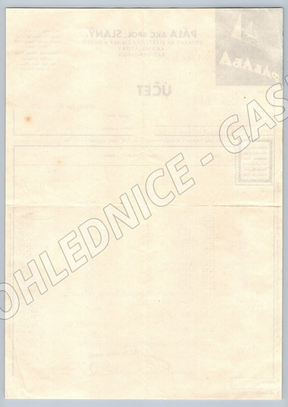 Stary účet PÁLABA Slaný Továrna na baterie 1939 (F126)
