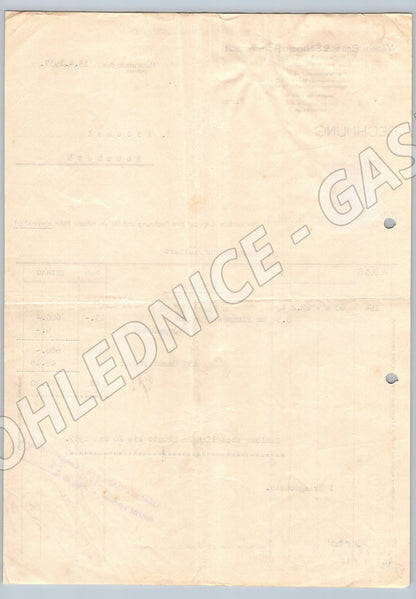 Stary Wilhelm Brass & Söhne Hohenstadt faktura 1937 s kolkem (F131)