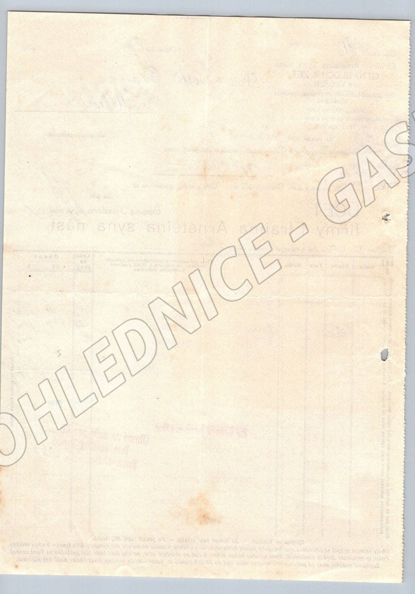 Stary doklad Efraim Arnsteina Votice 1930 s kolkem (F135)