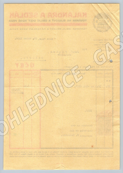 Stary ucet Kalandra a Sedlak Nova Paka 1934 (F138)
