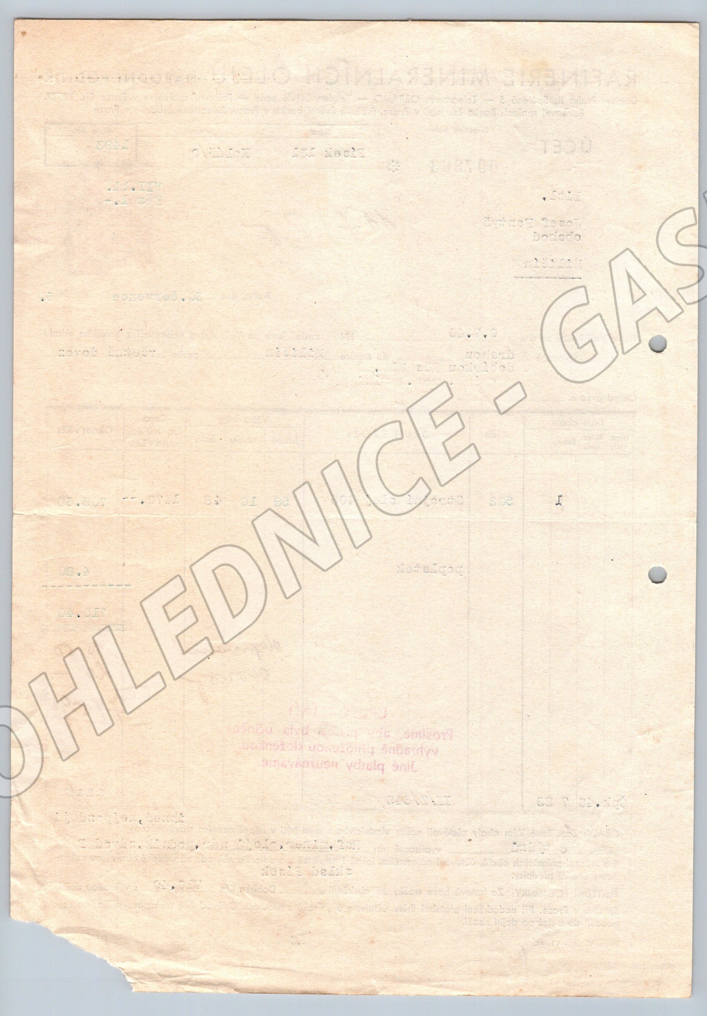 Stary ucet Rafinerie Minerálních Olejů Praha 1946 (F142)
