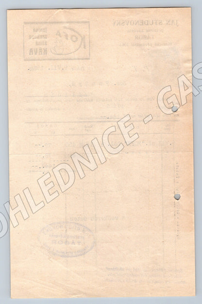 Stary účet JAN STUDENOVSKÝ Tábor KOFA káva 1928 (F143)