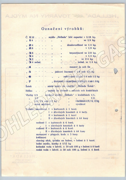 Stary ucet Hellada Tovarny na mydla Praha-Michle 1939 (F144)