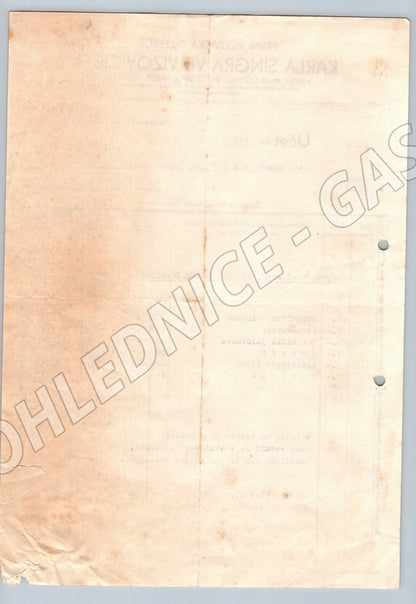 Stary Účet PRVNÍ VIZOVICKÁ PÁLENICE Karel Singr Vizovice 1946 (F151)