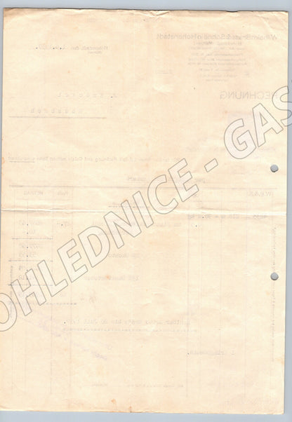 Stary dokument faktura Wilhelm Brass & Söhne Hohenstadt 1937 (F158)
