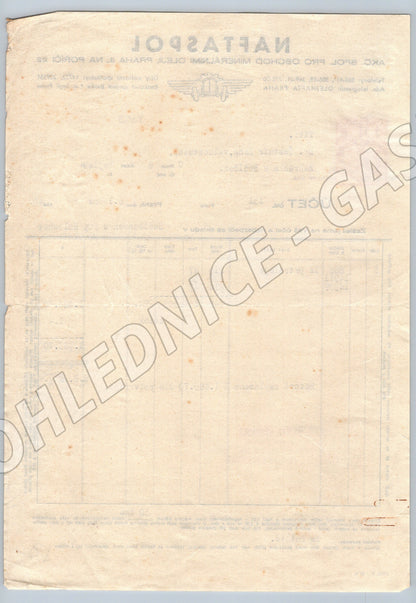 Stary ucet NAFTASPOL Praha 1940 s kolkem a razitky (F159)