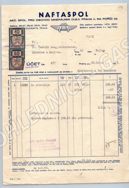 Stary ucet NAFTASPOL Praha petrolej 194_ Sedlcany (F160)