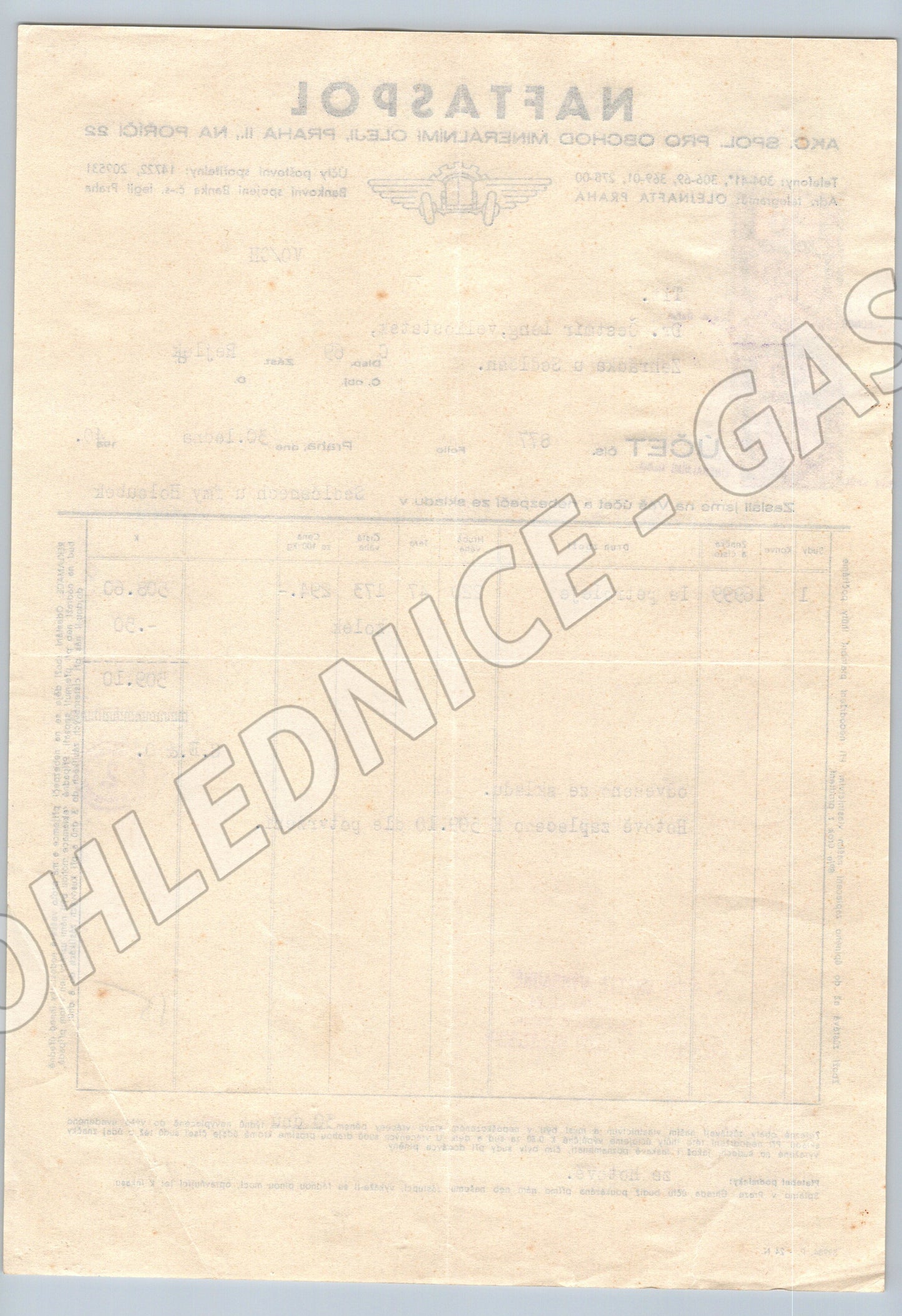 Stary ucet NAFTASPOL Praha petrolej 194_ Sedlcany (F160)