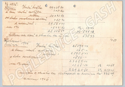 Stary dokument Jaroslav Kosik Praha faktura 1946 (F163)