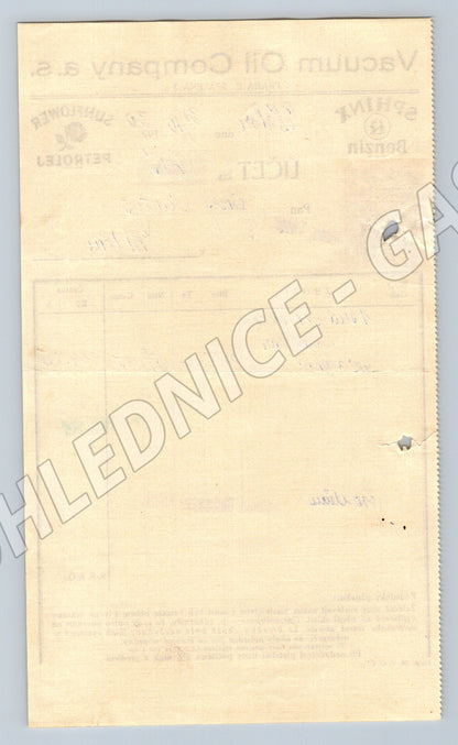 Stary Účet Vacuum Oil Company a.s. Praha 1930 kolek (F164)