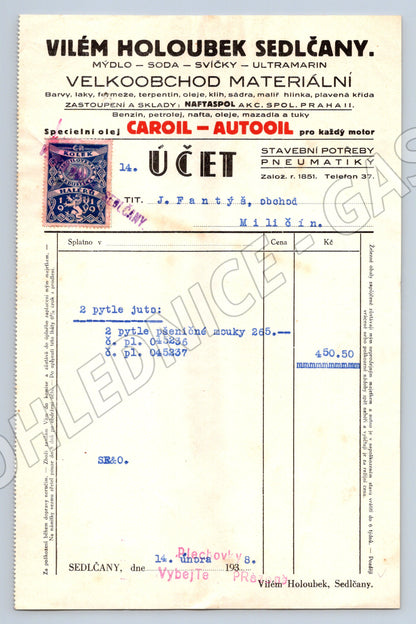 Stary ucet Vilem Holoubek Sedlcany s kolkem 193x (F167)