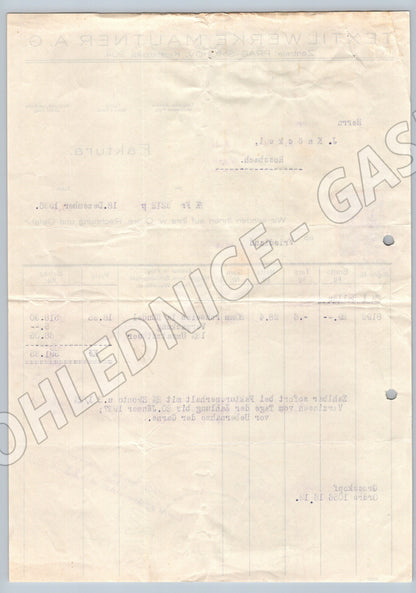 Stary Textilwerke Mautner AG Praha faktura 1936 (F169)