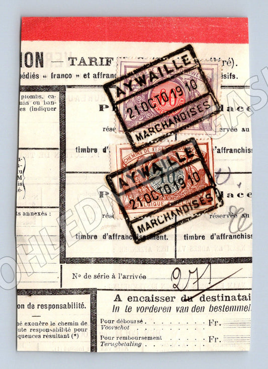 Stary zeleznicni Verzendingsbulletin Belgie 1910 s kolky (F171)