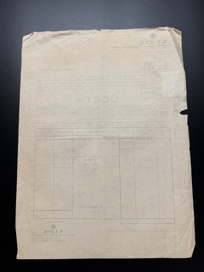 Stary ucet ALPA Brno 1937 s kolkem a firemni hlavickou (F193)