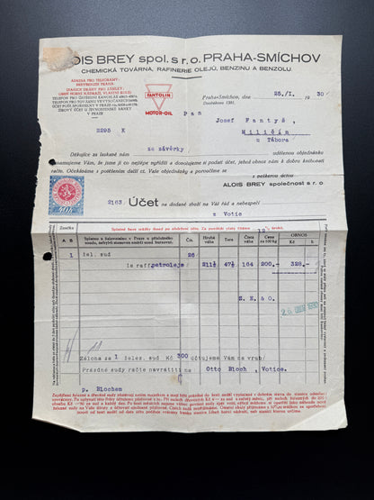 Stary Účet DIS BREY spol. s r.o. Praha-Smíchov, 1930 (F197)