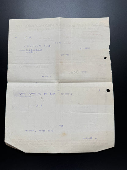 Stary Účet DIS BREY spol. s r.o. Praha-Smíchov, 1930 (F197)