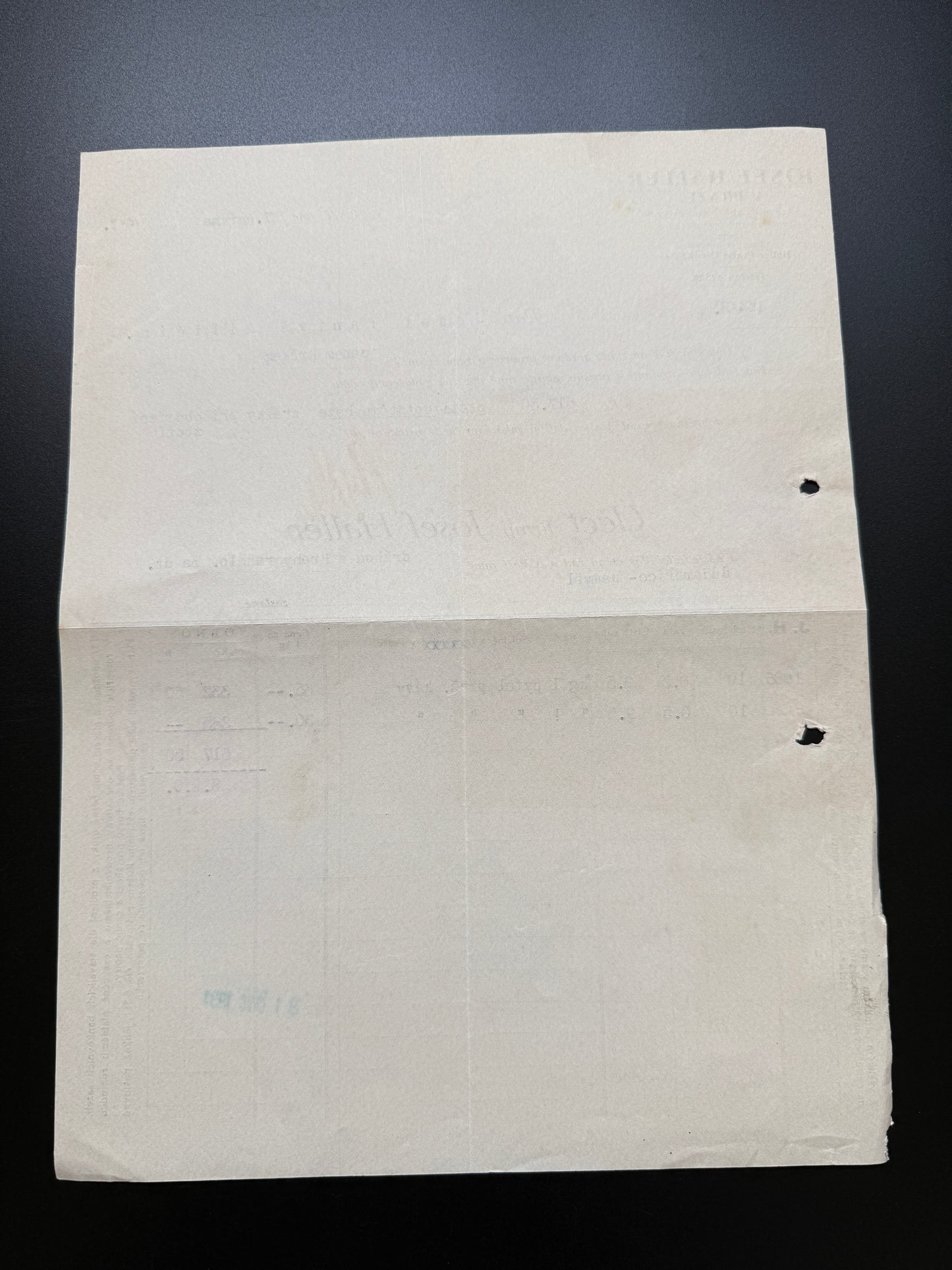 Stary účet firmy Josef Haller Praha, 1927, s kolkem (F202)