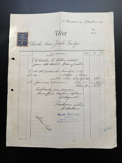 Stary Účet Karel Jindrak, Bernartice u Písku, 1932 (F212)
