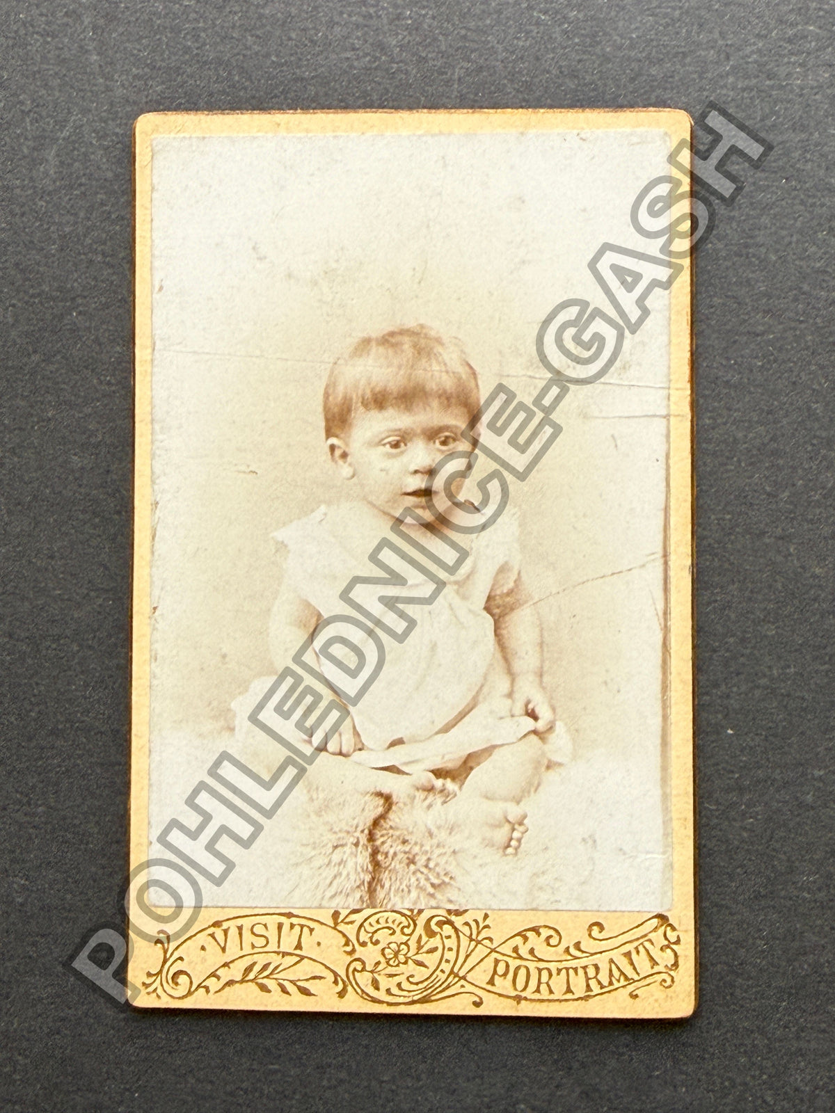 Stará fotografie Vídeň dítě sedící na kožešině (BM26998)