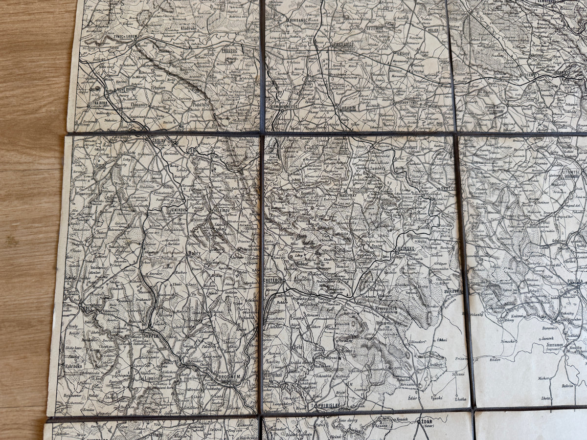 Stará skládací mapa Čech a Vysočiny – Pardubice Kutná Hora (BM173)