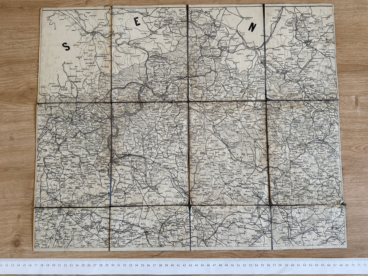 Stará skládací mapa severních Čech a Saska – Liberec Ústí (BM174)