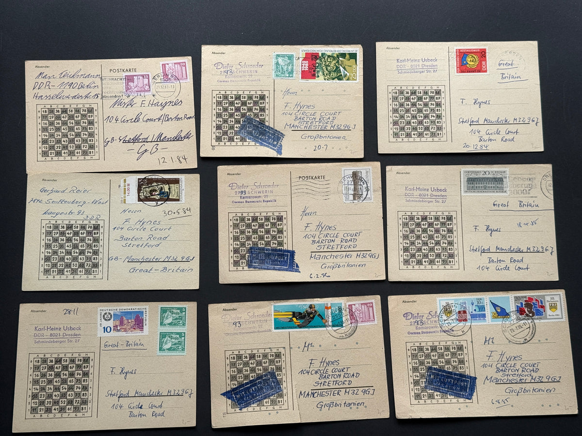 Starý Dokumenty Fernschach Correspondence Chess 9 kusů (BM213)