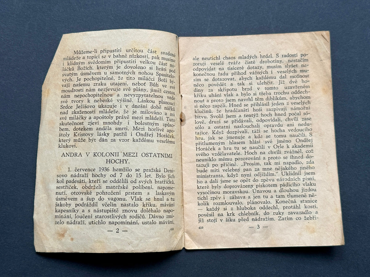 Starý Dokument úryvek z knihy Andra v kolonii 1940 (BM216)