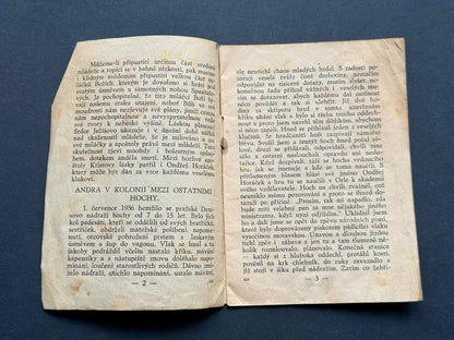 Starý Dokument úryvek z knihy Andra v kolonii 1940 (BM216)