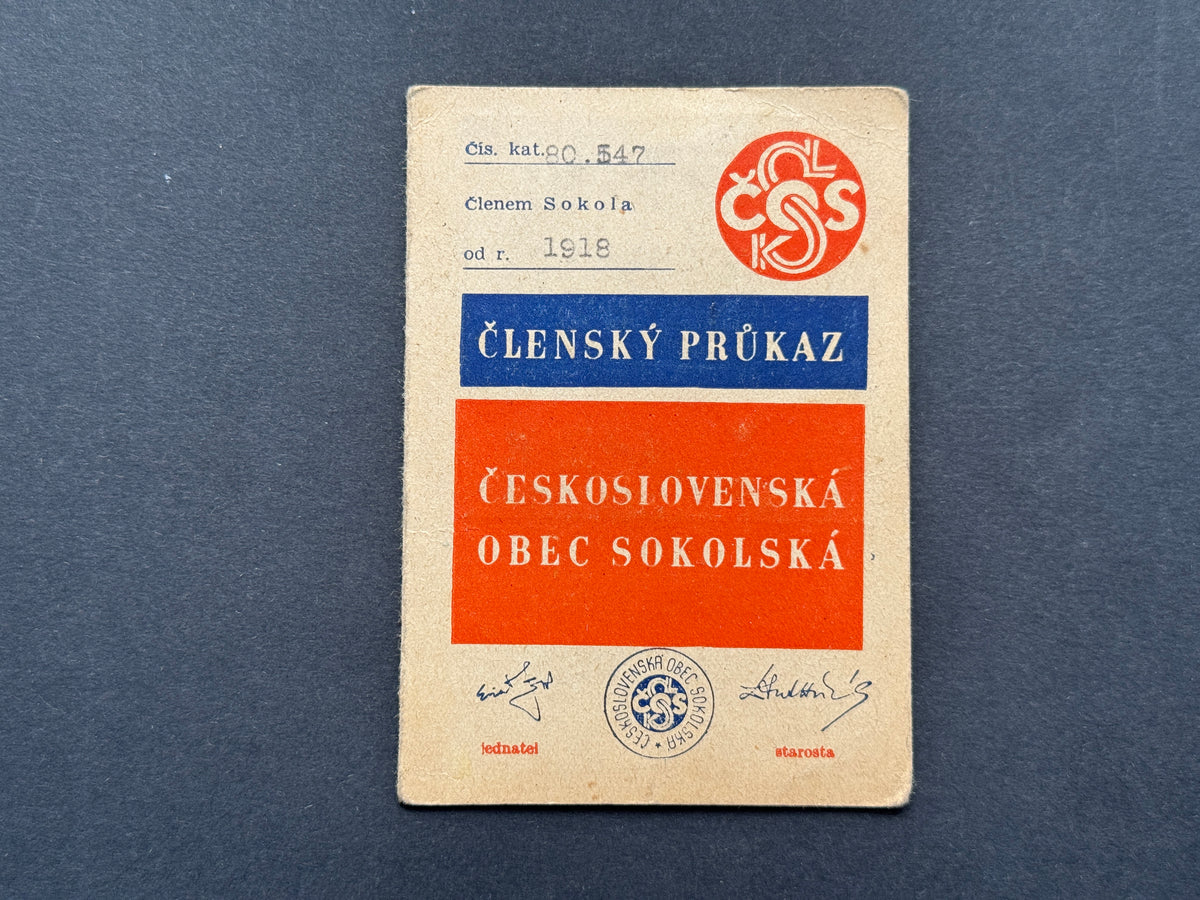Starý Průkaz Sokol členský průkaz 1940-1948 (BM218)