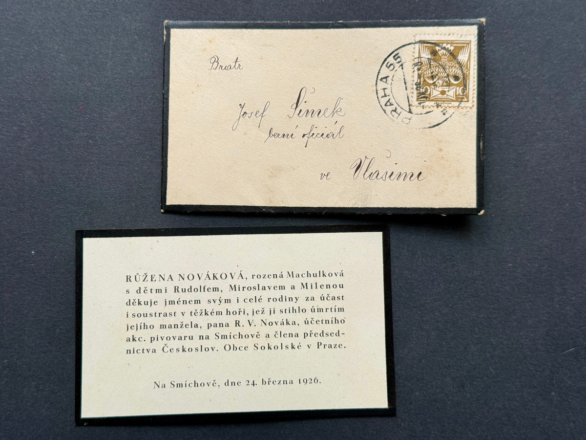 Starý DOKUMENTY parte Růžena Nováková Smíchov 1920 (BM227)