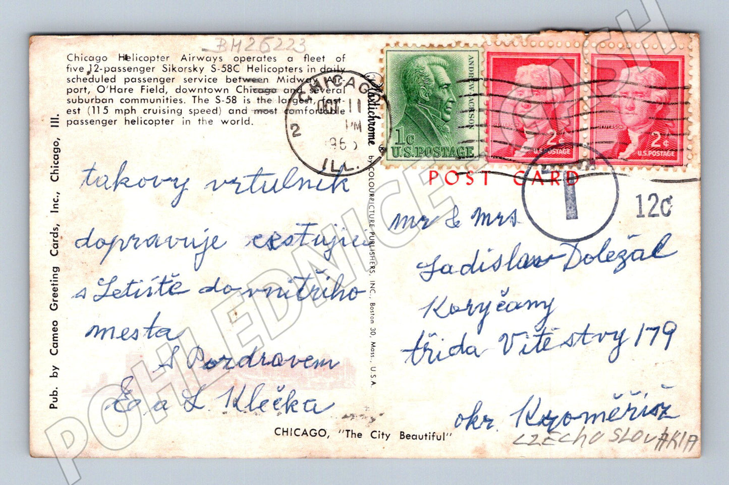 Pohlednice USA Chicago vrtulník nad městem (BM25223)