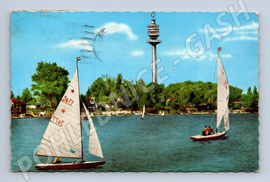 Pohlednice Rakousko Vídeň Donauturm a lodě 1965 (BM25234)