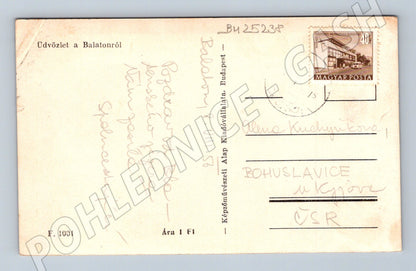 Pohlednice Maďarsko Balaton loď západ slunce 1927 (BM25238)