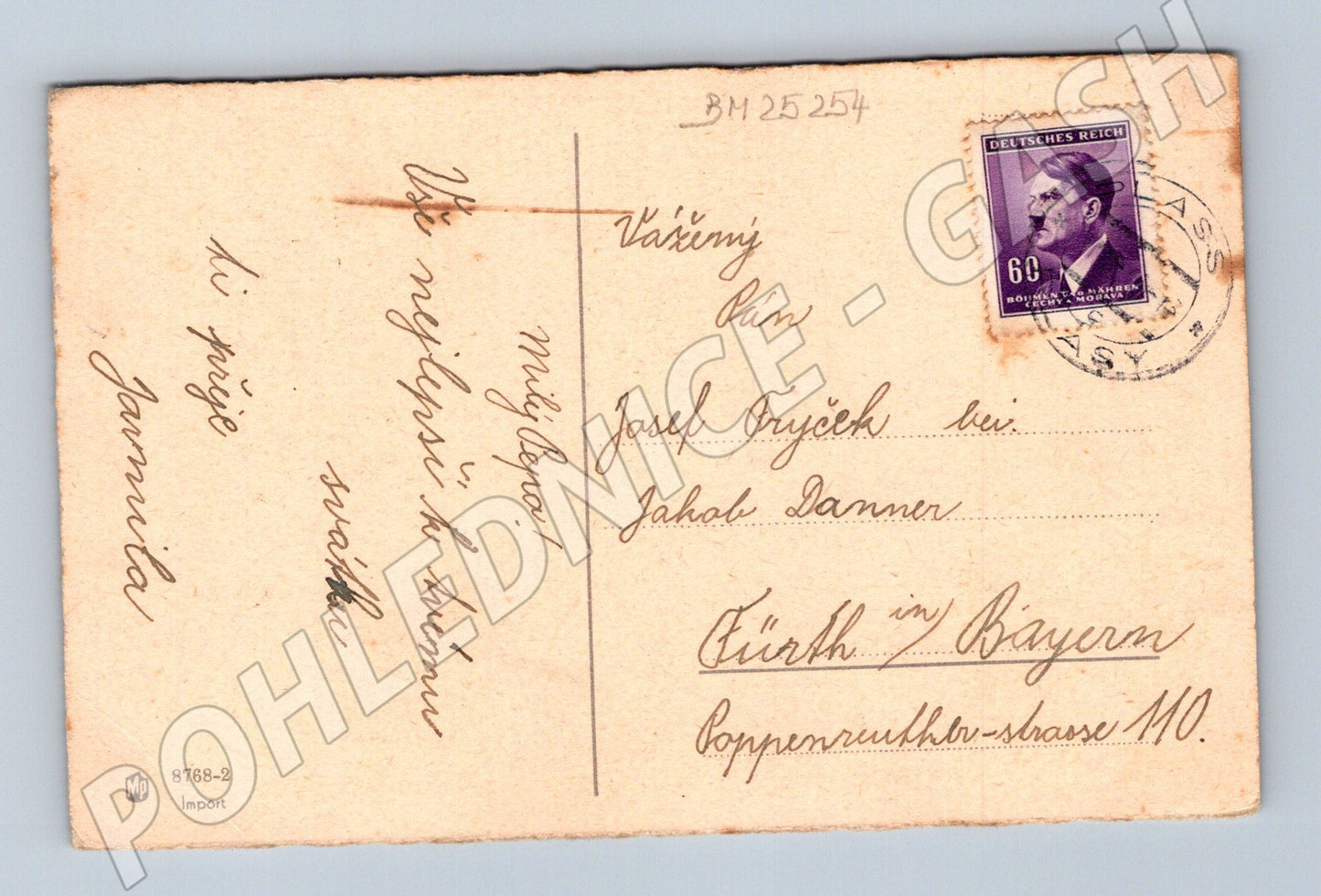 Pohlednice Protektorát Čechy a Morava růže a přání (BM25254)