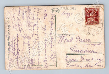 Pohlednice zimní krajina s řekou a měsícem 192x (BM25292)