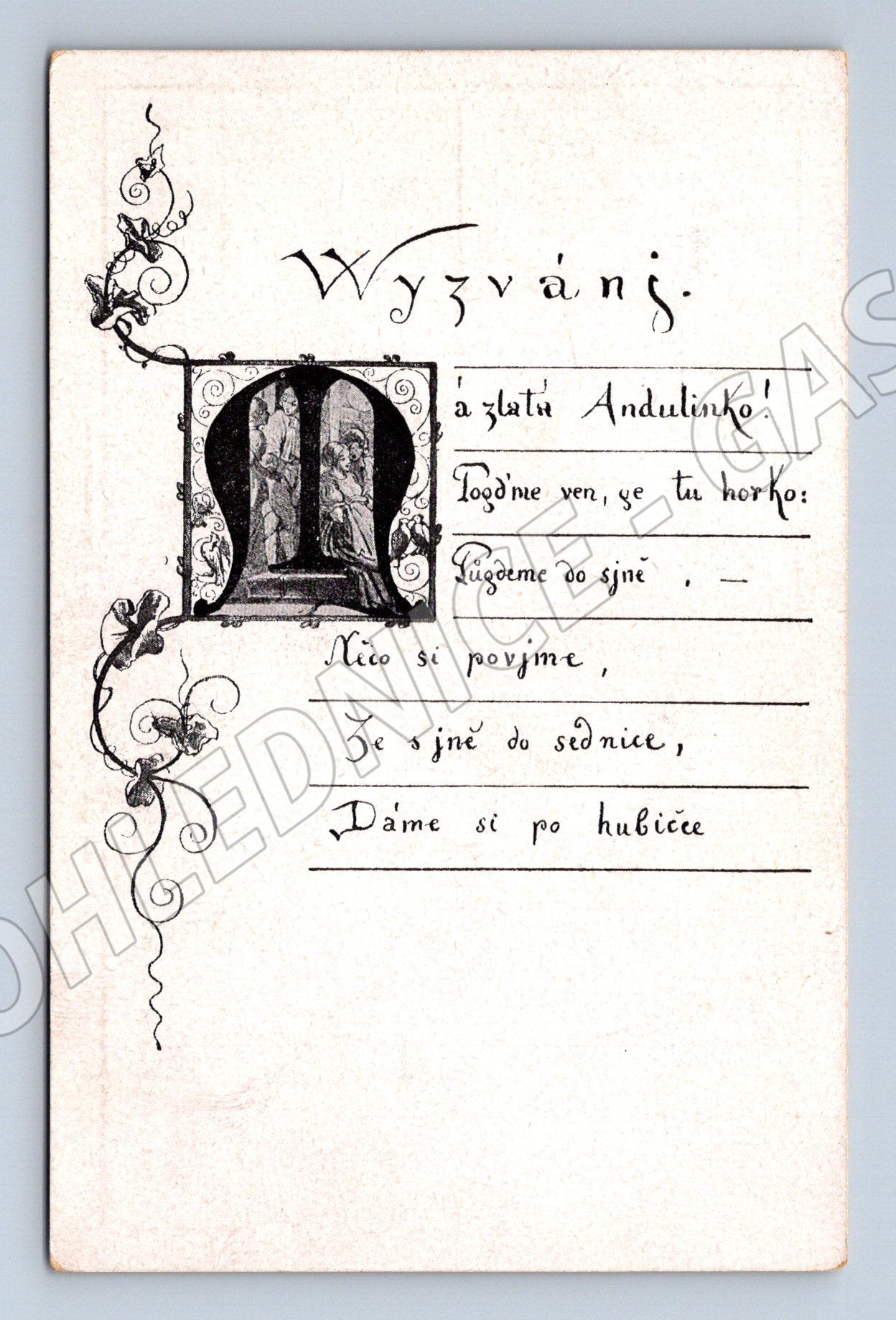 Pohlednice Josef Mánes Náčrt k illustraci národní písně (BM25320)