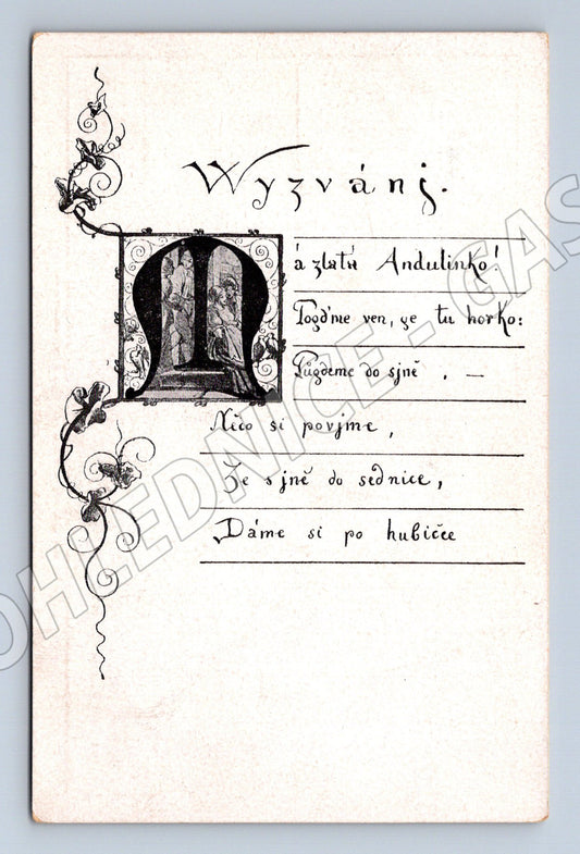 Pohlednice Josef Mánes Náčrt k illustraci národní písně (BM25320)